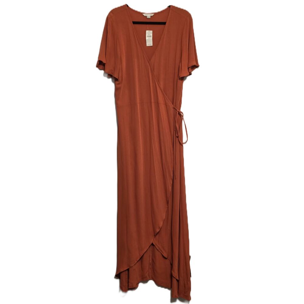 American Eagle Rust Wrap Dress XL NWT Soft Stretch Knit Tie Waist